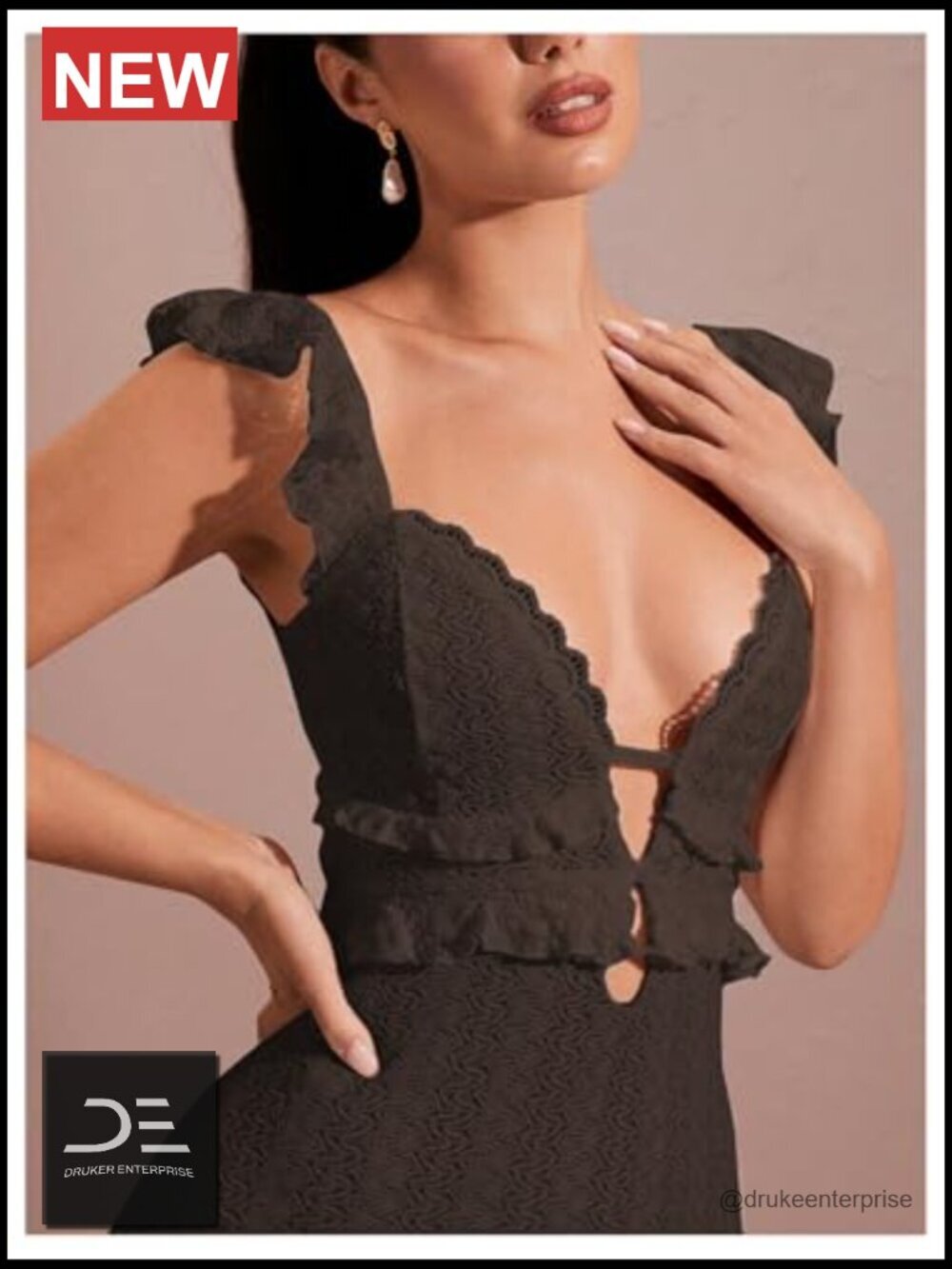 Maxi Dress Crochet Ruffle Sleeveless Backless Bodycon Long Dress - Picture 3 of 5